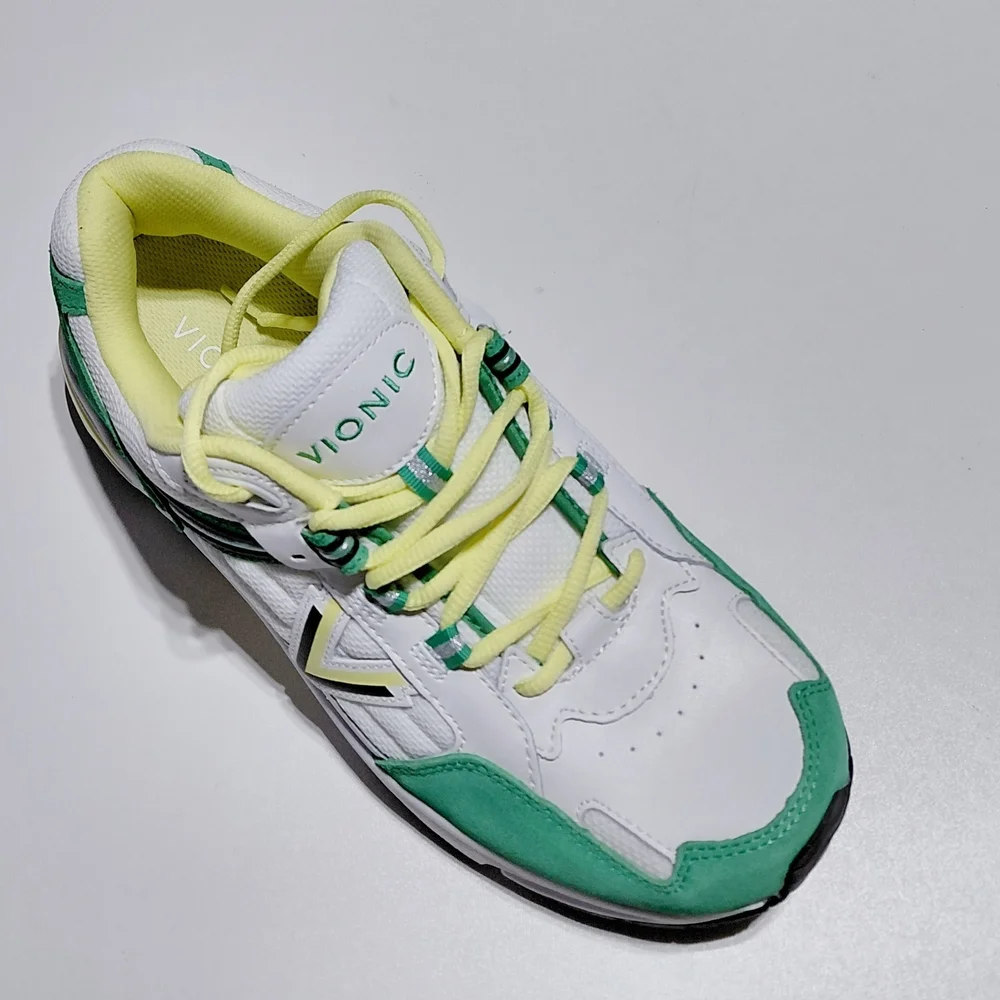 Vionic White Mint Green Yellow Lace-Up Sneakers